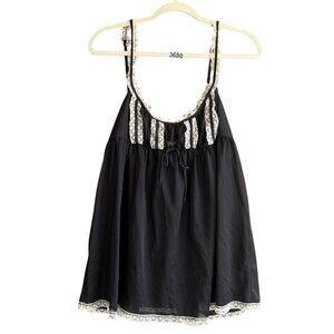 Victoria's Secret Mesh Lace Lingerie Nightie Sheer Babydoll Womens XL Black